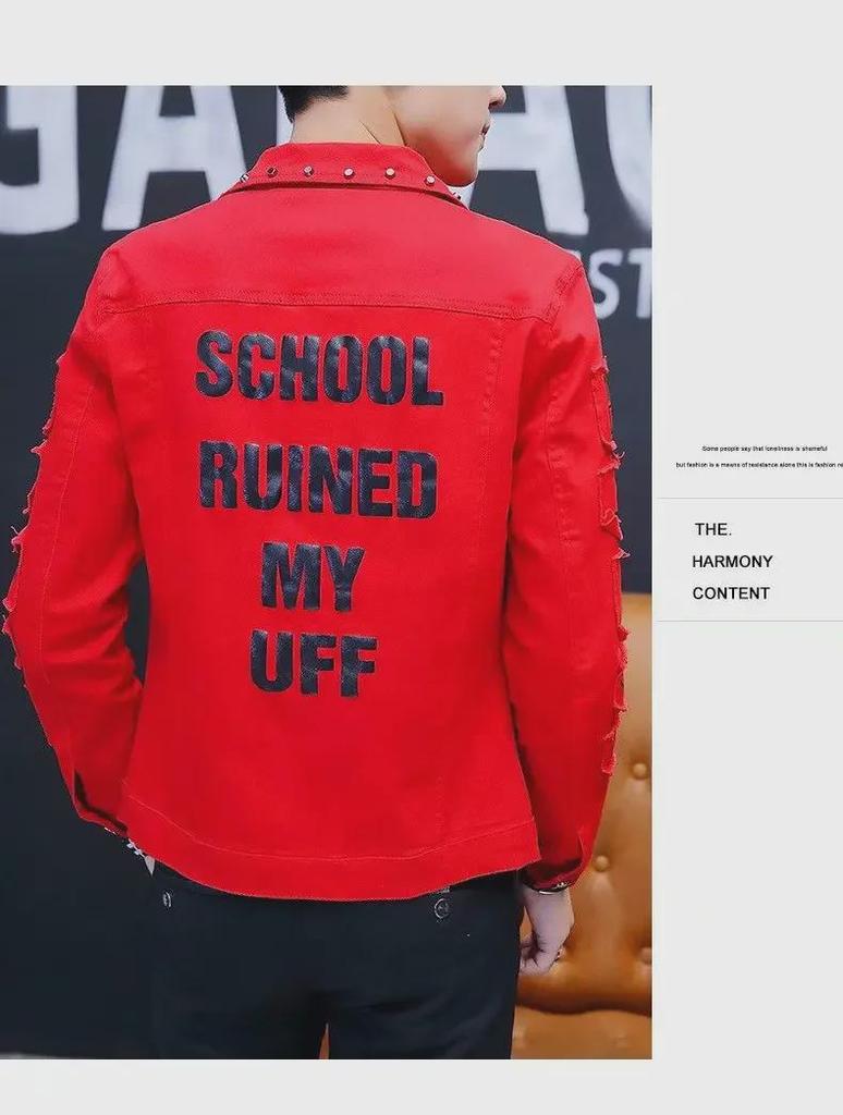 Мужская модная свободная джинсовая куртка - мода весна/осень