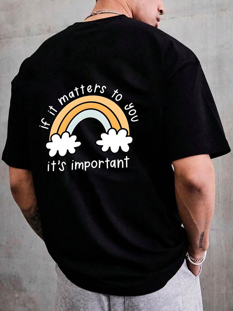 Летняя радужная футболка с героями мультфильмов, женская футболка унисекс, если для вас это важно, футболка с буквенным принтом, большие хлопковые футболки