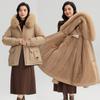 Winter Thickened Parker Jacket Women's Waist Was Thin, Hooded Big Fur Collar Warm Cotton Jacket