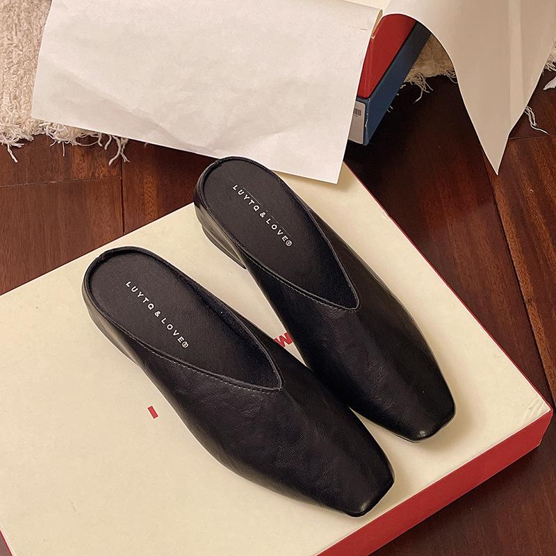 Весенние ретро простые туфли на плоской подошве женские новые модные с мелким вырезом внутреннее увеличение высоты мягкая подошва рабочие туфли