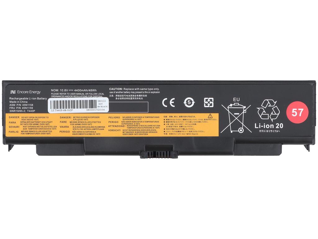 Аккумулятор Encore Energy для Lenovo ThinkPad L440 L540 T440p T540p W540 W541 48 Втч 10,8 В 4400 мАч T440P 45N1159