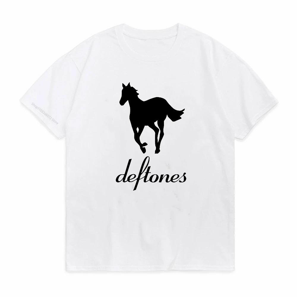 Deftones Рок-группа Печатная футболка Женская Мужская Уличная одежда С коротким рукавом Летняя Винтажная Ретро Повседневная Свободная Футболка с круглым вырезом