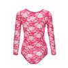 Womens Long Sleeve Lace Floral Bodysuit Stretch Ladies Leotard Body Top