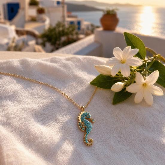 Sea Creature Jewelry Stylish Necklace Stainless Steel Blue 3.2 Cm 1 Pc