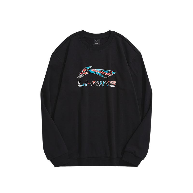 Men's Li-Ning Sweatshirts Men's Black Crew Neck Moderate Regular
