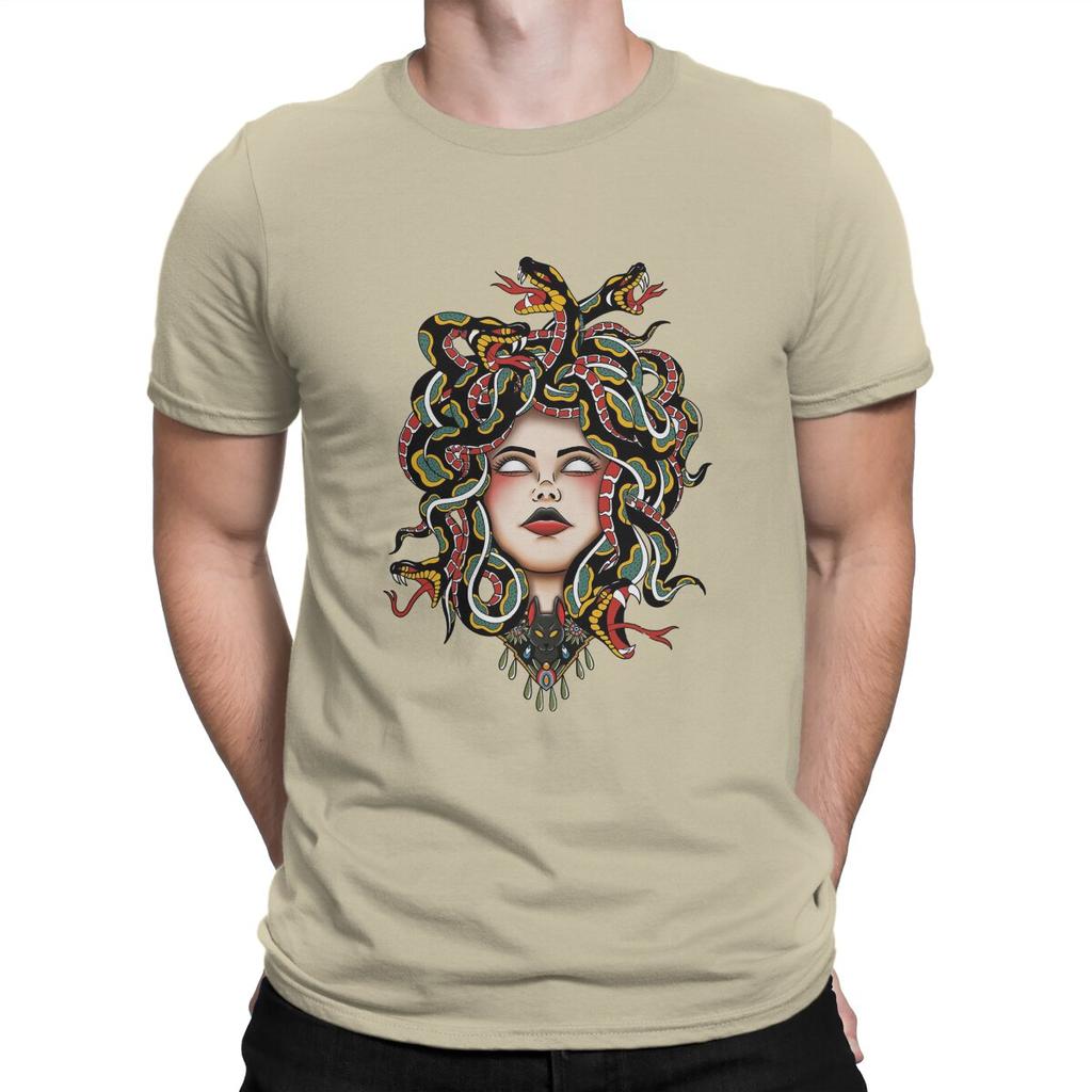 Medusa Old School Fitted Scoop Men T Shirts Medusa Funny Tees Short Sleeve O Neck T-Shirt Cotton Gift Idea Tops