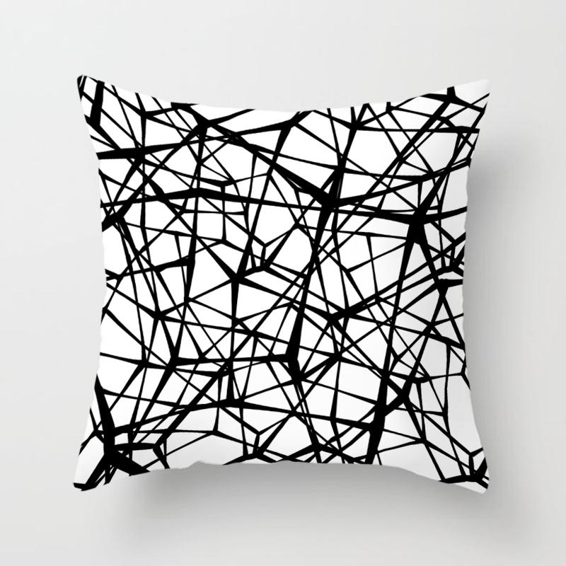 Black Geometric Square Pillowcase Printing Car Sofa Office Chair Pillowcase Simple Home Decoration