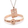 Stainless Steel Heart Lock Bracelets Gold Silver Key Pendant Necklace  Jewelry Gift