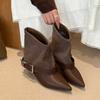 Элегантные женские ботильоны с острым носком на высоком каблуке, зимняя обувь 2025, сексуальные ботильоны челси, туфли, короткие ботильоны с пряжкой для женщин
