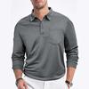 New Hot-selling Fashion Trend Men's Casual Loose Button Placket Solid Color Long Sleeve Mesh Fabric Polo Shirt with Collar