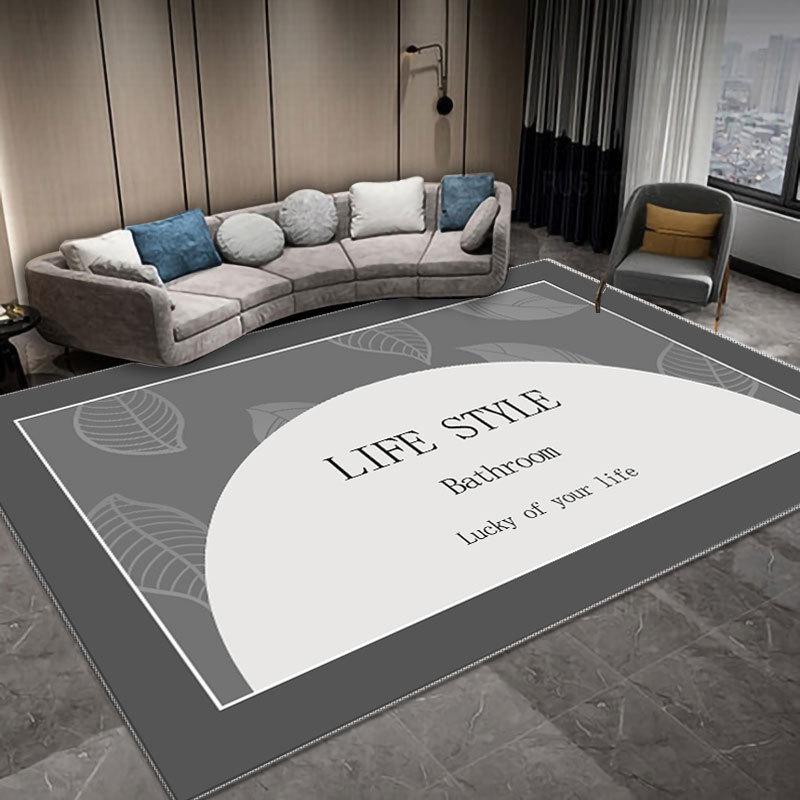 Серый геометрический роскошный ковер для гостиной – Simple Light Series Floor Mat