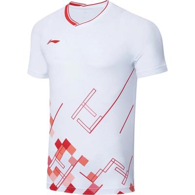 Футболка с вышитым логотипом серии Badminton, мужские топы, белые AAYT057-1