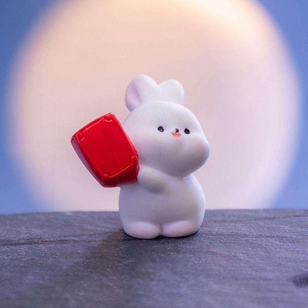 Chinese Style Bunny Micro Landscape Cartoon Bunny Statue Mooncake Rabbit Ornament  Fairy Garden