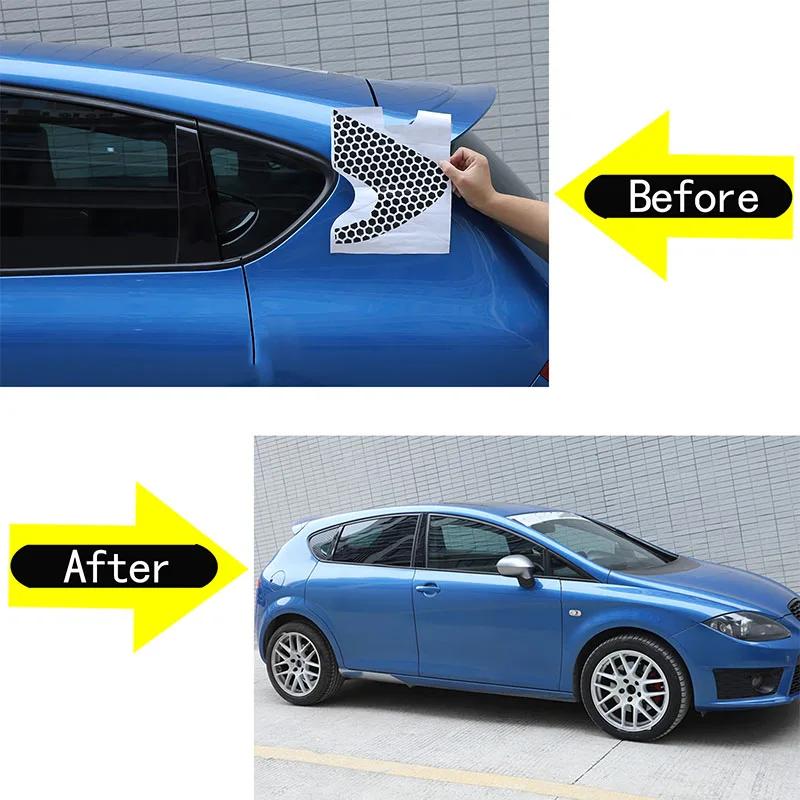 Для SEAT Leon MK2 2008-2012 наклейки на заднее боковое стекло - дизайн "соты", декоративная наклейка, аксессуары для автомобиля