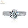 Классическое кольцо из 100% стерлингового серебра 925 пробы с бриллиантами круглой огранки 7 мм 1,25 карата 3EX VVS1 D Цвет настоящий муассанит с бриллиантами 2 шт. Свадебные помолвочные украшения