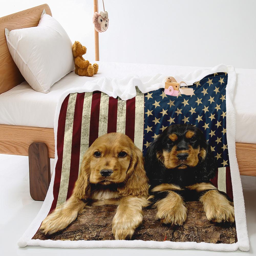 American Animal 2D Digital Printing Thickened Lamb Wool Crystal Fleece Blanket One Piece