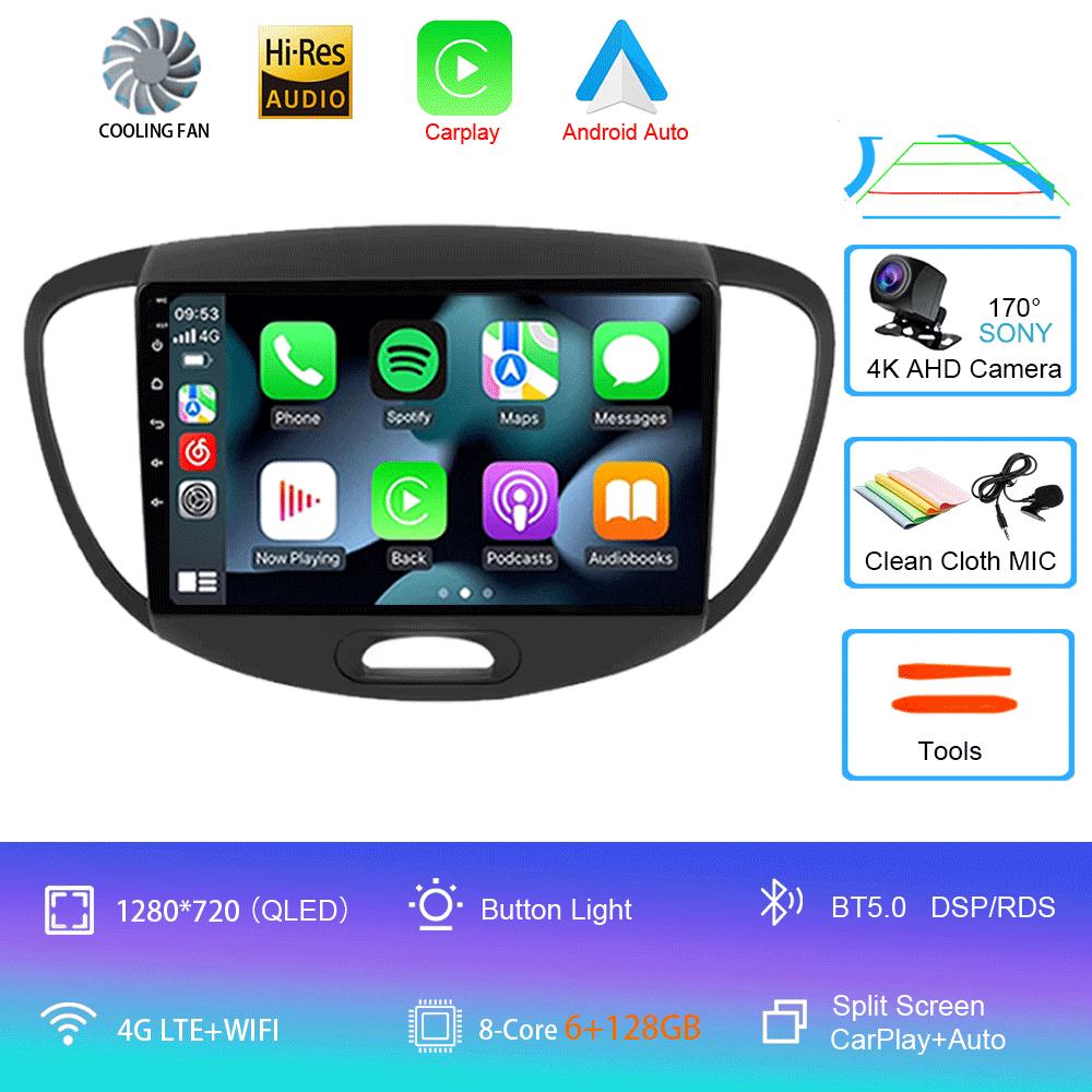 Для Hyundai Grand i10 2008-2012 2 din Android Auto Радио Carplay Автомобильный мультимедийный плеер GPS автомагнитола Bluetooth Android 14 Авто