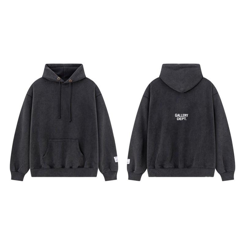 Gallery Dept Mens Hoodie - Graphic Print Loose Fit Washed Distressed Sweatshirt Teens Casual Streetwear