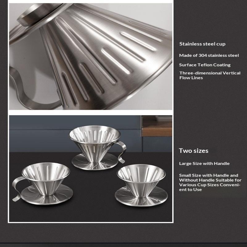 Stainless Steel Pour Over Coffee Dripper Reusable Rustproof Design Perfect For Home Office Coffee Brewing