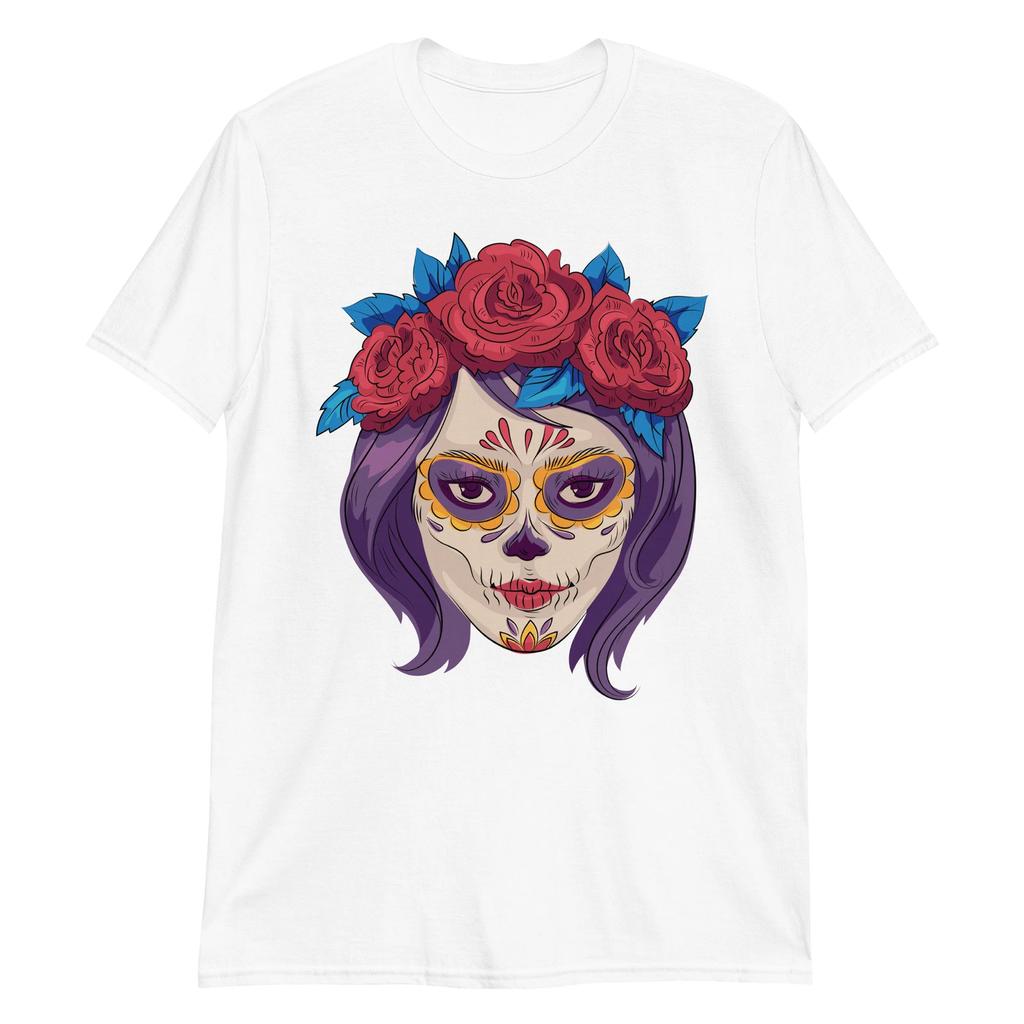 Gothic Death Skull Unisex 100% Cotton T-shirt Mens Tees Top Day of the Dead Mexico Punk Death Horror Biker