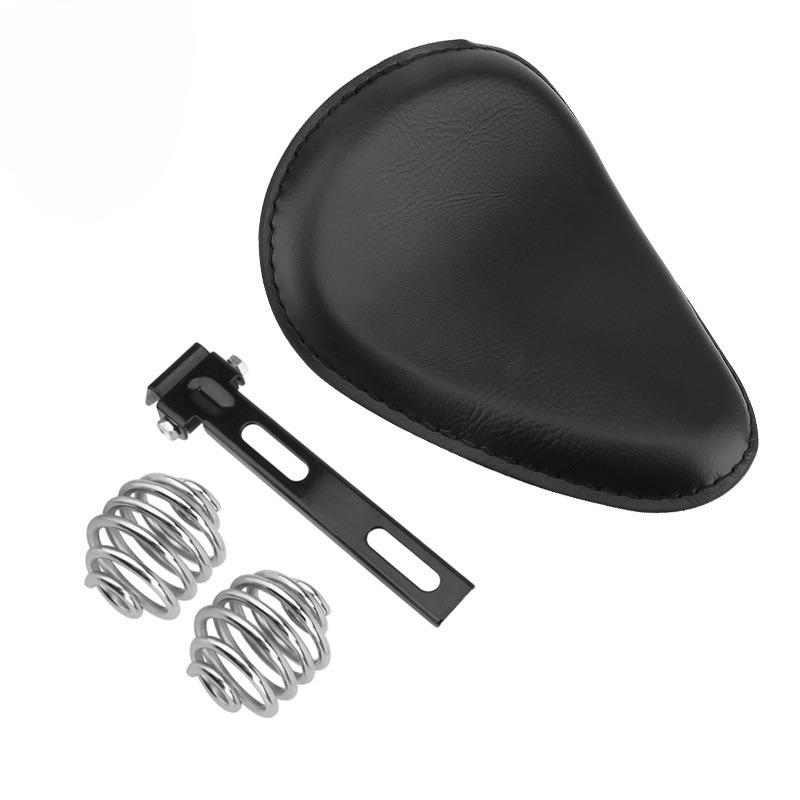 Motorcycle Seat Cushion Modified with Black Line Vintage Spring Leather Single-seat Bag
