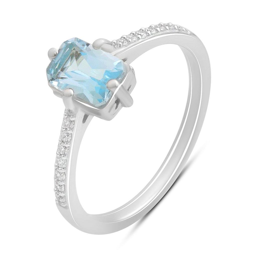 Серебряное кольцо с натуральным топазом 1.402ct, фианитами, вес изделия 2,37 гр (2194477)