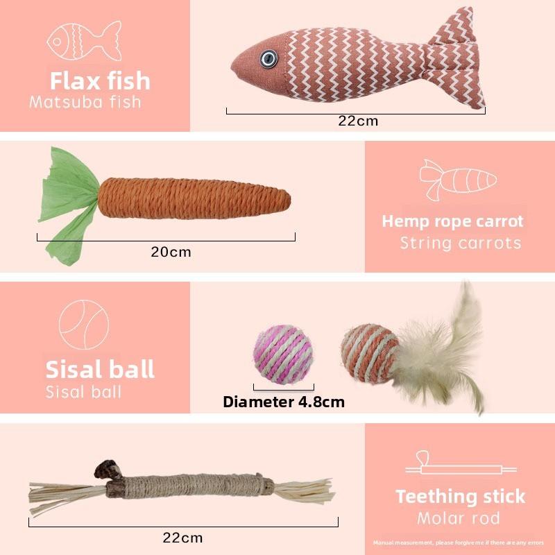 Pet Cat Toy, Hemp Rope, Carrot Cat Toy, Carrot Cat Toy, Hemp Rope, Self-entertaining Toy