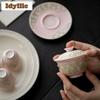 100ml Hand-painted Flowers And Fish Gaiwan Ancient Tea Tureen Tea Bowl With Lid Kit Tea Making Cover Bowl Tea Items Decoration