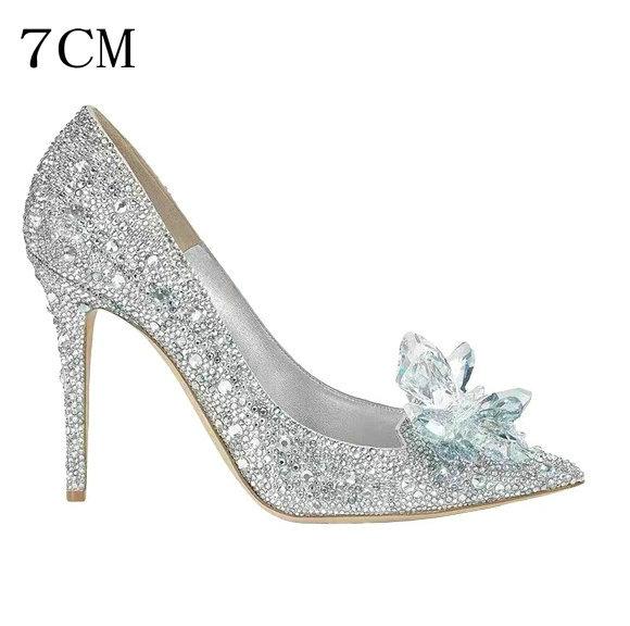 2025 Новые Весенне-Осенние Свадебные Туфли для Невесты, Туфли-Лодочки на Высоком Каблуке в Форме Страза, Женские Туфли-Шпильки с Кристаллами