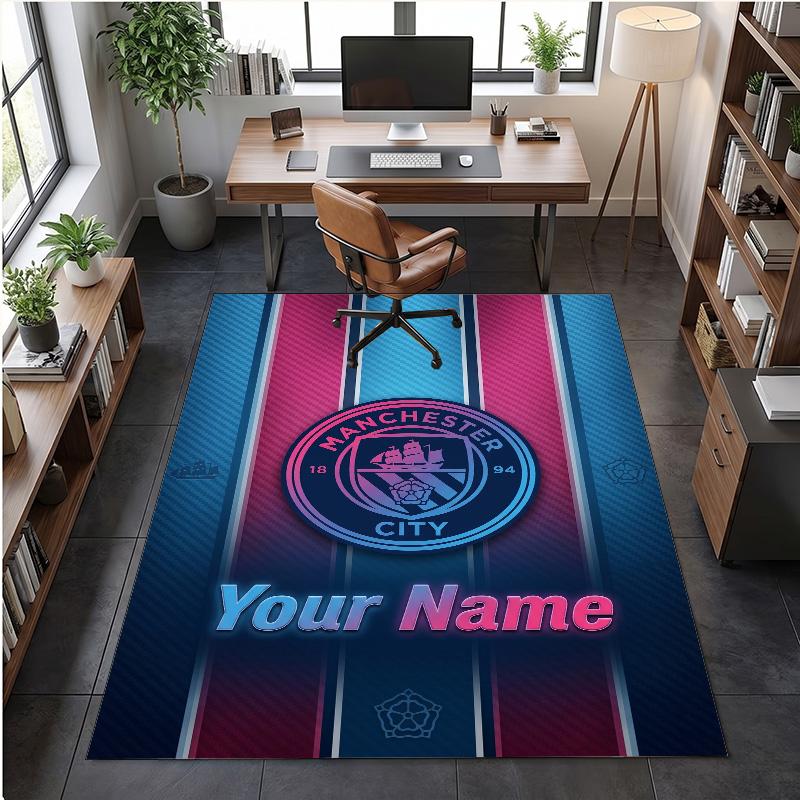 Crystal Velvet Rug Manchester City Print Custom Name Text Floor Mat Home Decor
