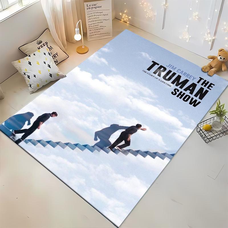 "Cloudy Stairway Scene with Man in Motion" Non-slip rug suitable for living room and bedroom sofas sofas.