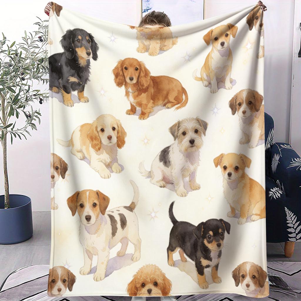 Hot Dog Cute Pet Printed Pattern Blanket Small Cover Blanket Soft And Suitable For All Seasons Dormitories Bedrooms Sofas Nap
