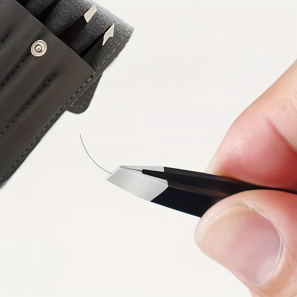 4PCS/Set Stainless Steel Hair Removal Tweezers Pointed Tip Eyelash Tweezers Facial Hair Removal