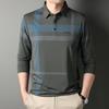 Весна и осень, новая мужская рубашка поло с длинными рукавами, деловая, повседневная, полосатая, свободная, тонкая футболка, одежда для папы