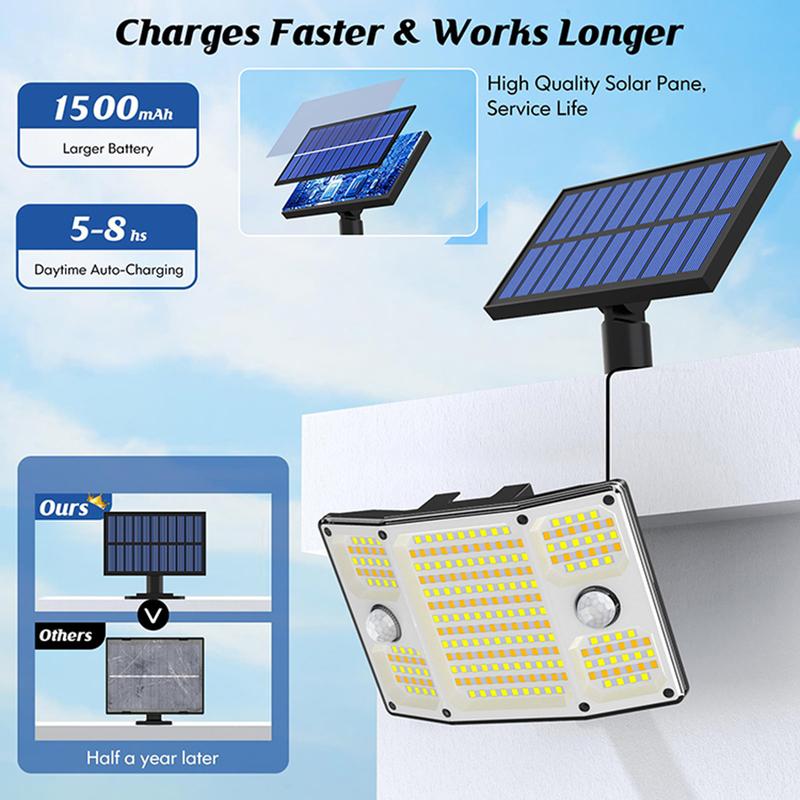 254/243LED Outdoor Solar Lights Garden Solar Powered Security Light Flood Light Motion Sensor 3 Mode Waterproof Garden Shed Yard