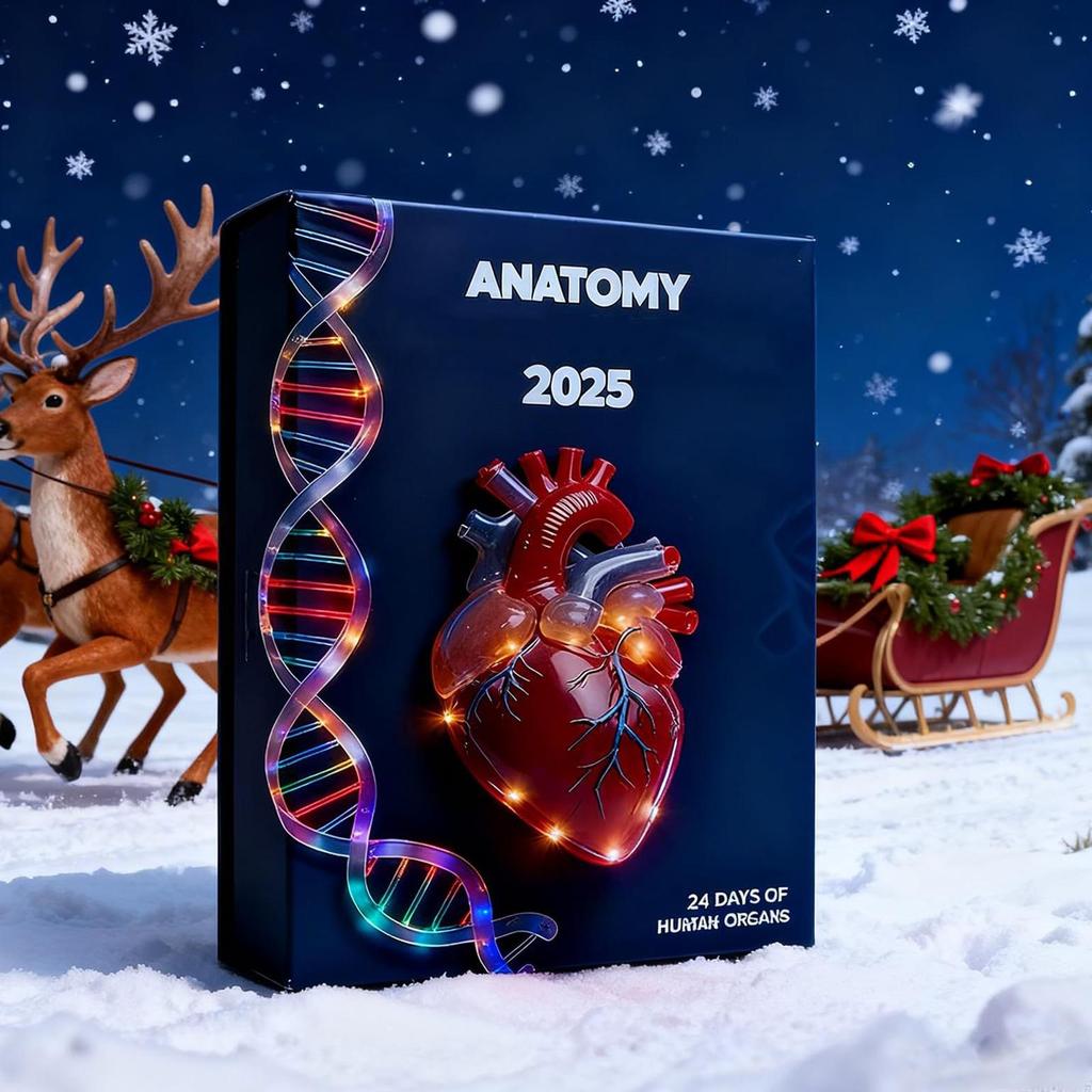 Anatomy Advent Calendar Christmas 24-Day 2d Acrylic Pendant Funny Human Anatomy Miniatures for Doctors Nurses Teachers Students