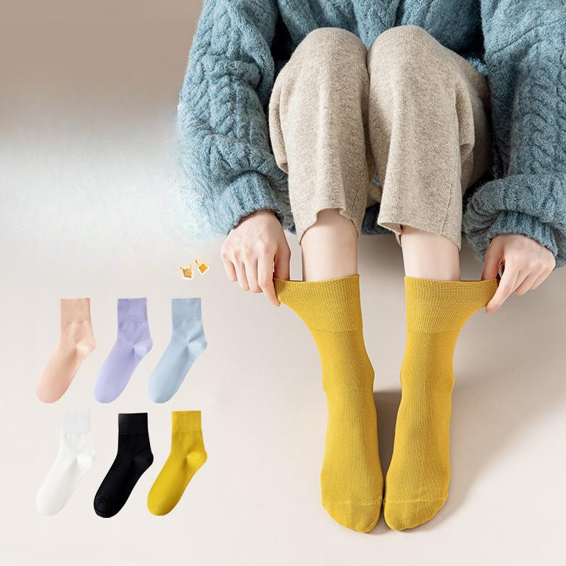 Женские осенне-зимние однотонные хлопковые носки-трубы с защитой от запаха и пиллинга