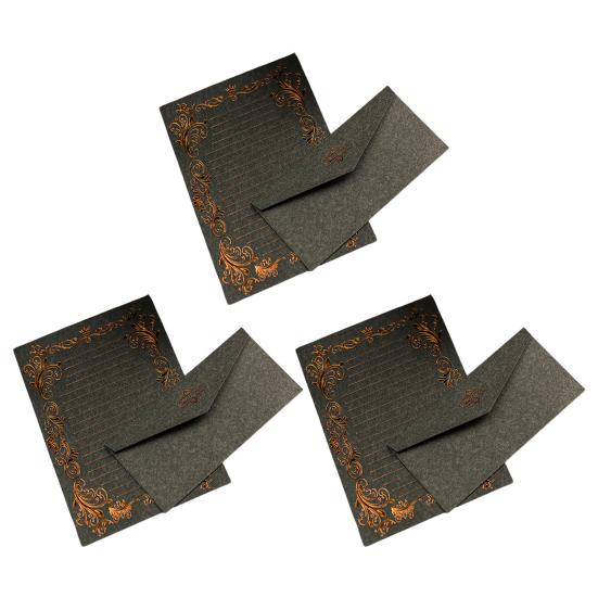 3Pcs Kraft Paper Envelopes with Clear Stripe Line Smooth Reliable Writing Vintage Style Invitations Elegant Wedding Stationery Set