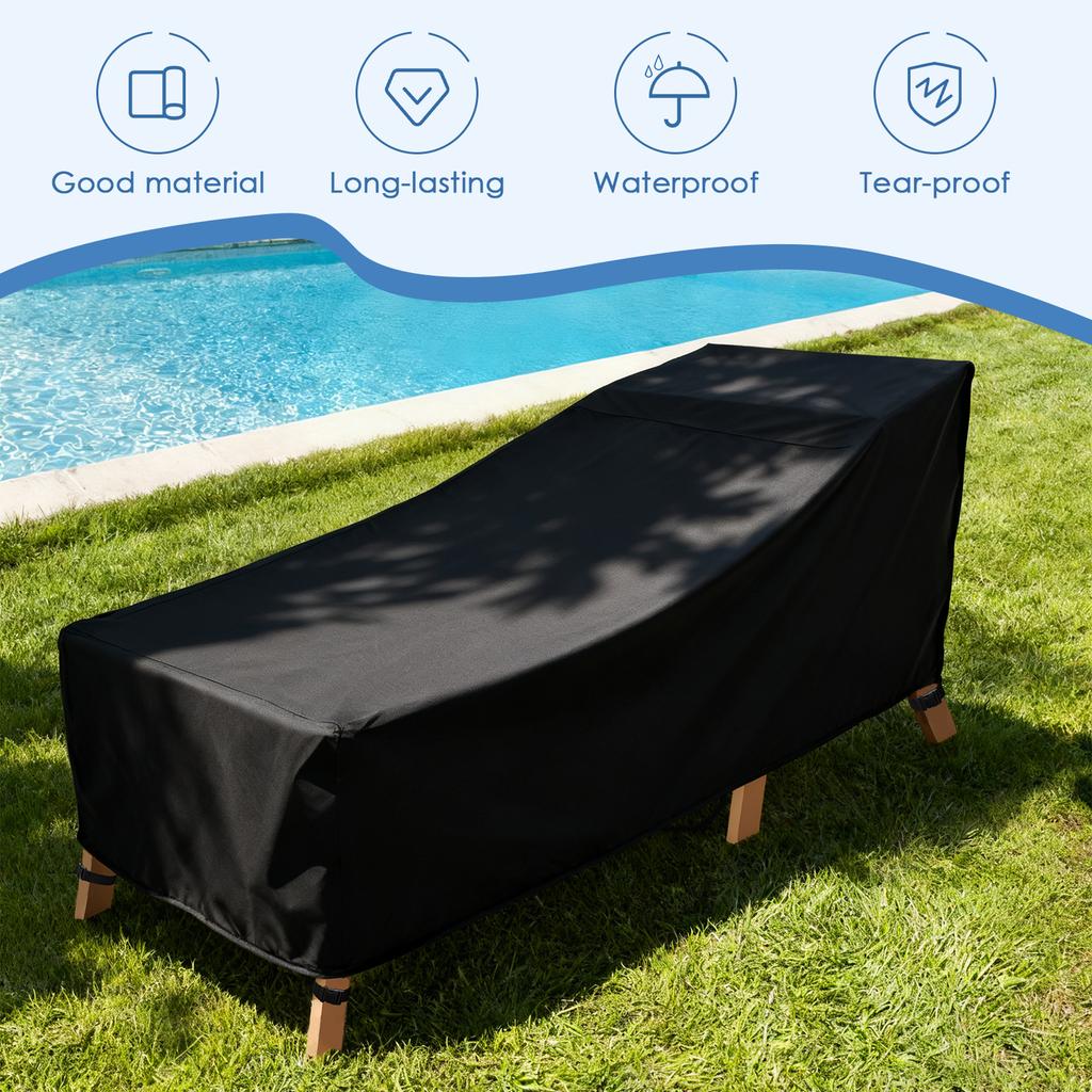 Patio Chaise Lounge Cover Waterproof Oxford Cloth Outdoor Lounge Chair Cover with Storage Bag Furniture Protective Cover