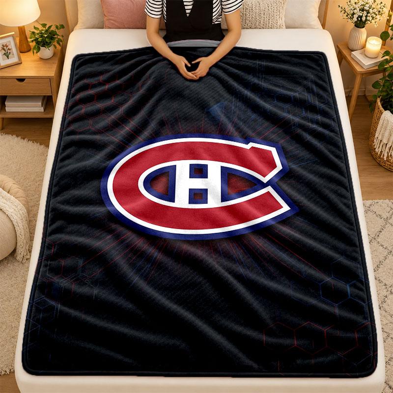 Flannel BlanketMontreal Canadiens Warm Soft Throw Blanket for Indoor Sofa Bed Living Room Use
