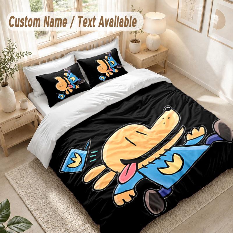 Dog Bedding Set, 1 Duvet Cover & 2 Pillowcases Soft Comfortable Bedroom Home Textile Decor