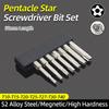 Набор насадок-звездочек T10-T40, шестигранный хвостовик 1/4 дюйма, сталь S2, магнитные, 50 мм, насадка для отвертки, трещоточная рукоятка, ручные инструменты