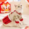 Pet Dress Cats Dogs Chinese New Festival Outfit Floral Print Red Cotton Costume Size XS To XXL