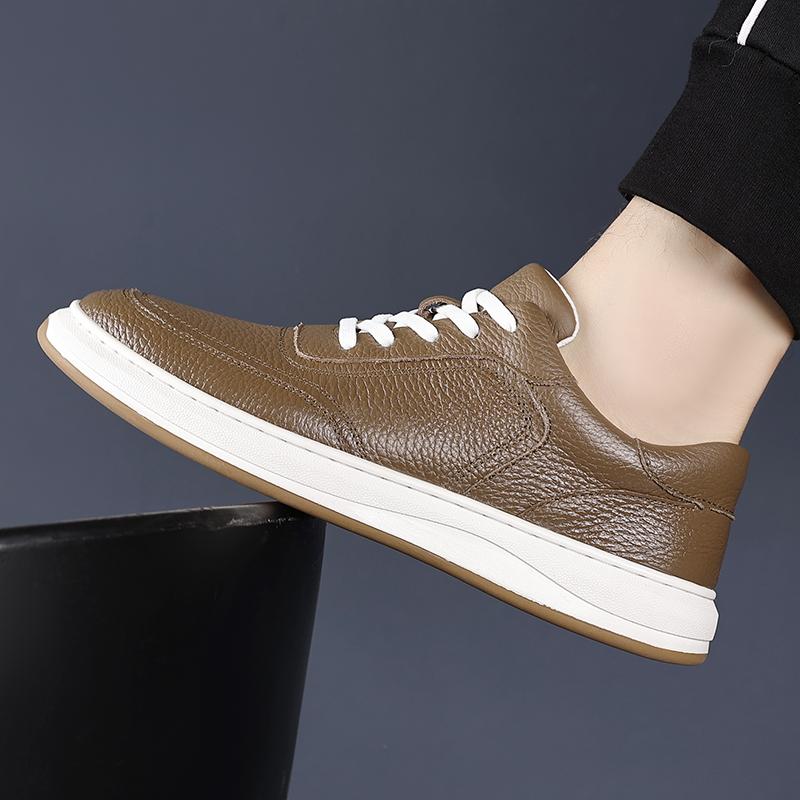 Fashion Genuine Leather Casual Mens Shoes Handmade Lace-up Outdoor Oxford Mens Sneakers High Quality Soft Bottom Skateboard Shoes Mens