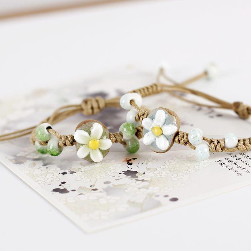 Handmade Bracelets for Women Gifts Ceramic Flower Bracelet