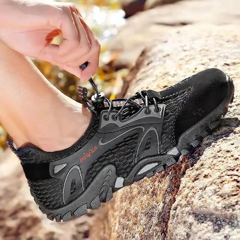 Fashion Wading Shoes Men's Summer Mesh Breathable Hiking Shoes Outdoor Hiking Casual Shoes