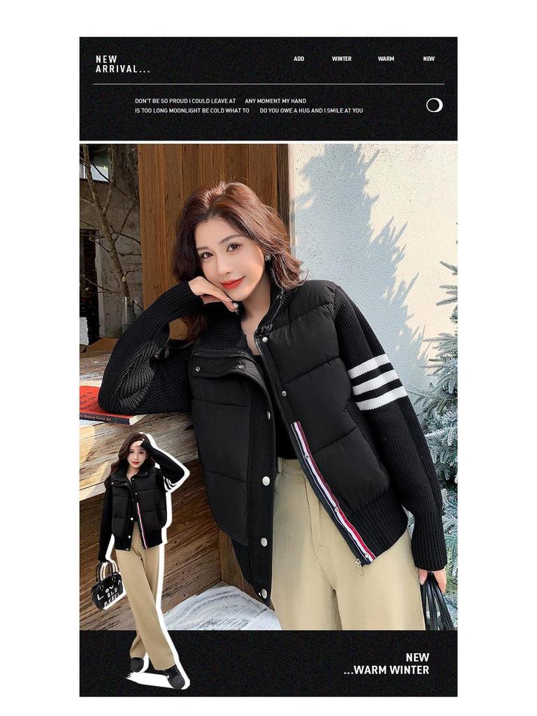 Женская зимняя трикотажная куртка из шенилла и хлопка премиум-класса со стойкой