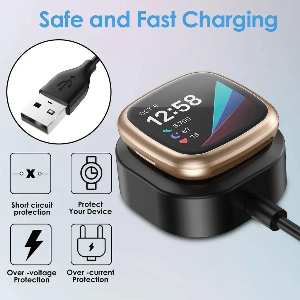 Зарядный кабель для Fitbit Fitbit Versa 3 4, сменный USB-кабель для зарядки длиной 1 м, док-станция с зажимом для шнура для умных часов Sense 1 2