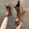 Модные женские ботильоны в стиле байкер-панк, армейские ботинки, кожаная обувь, короткие туфли на толстой платформе для женщин, новинка 2024 года, модные ботинки