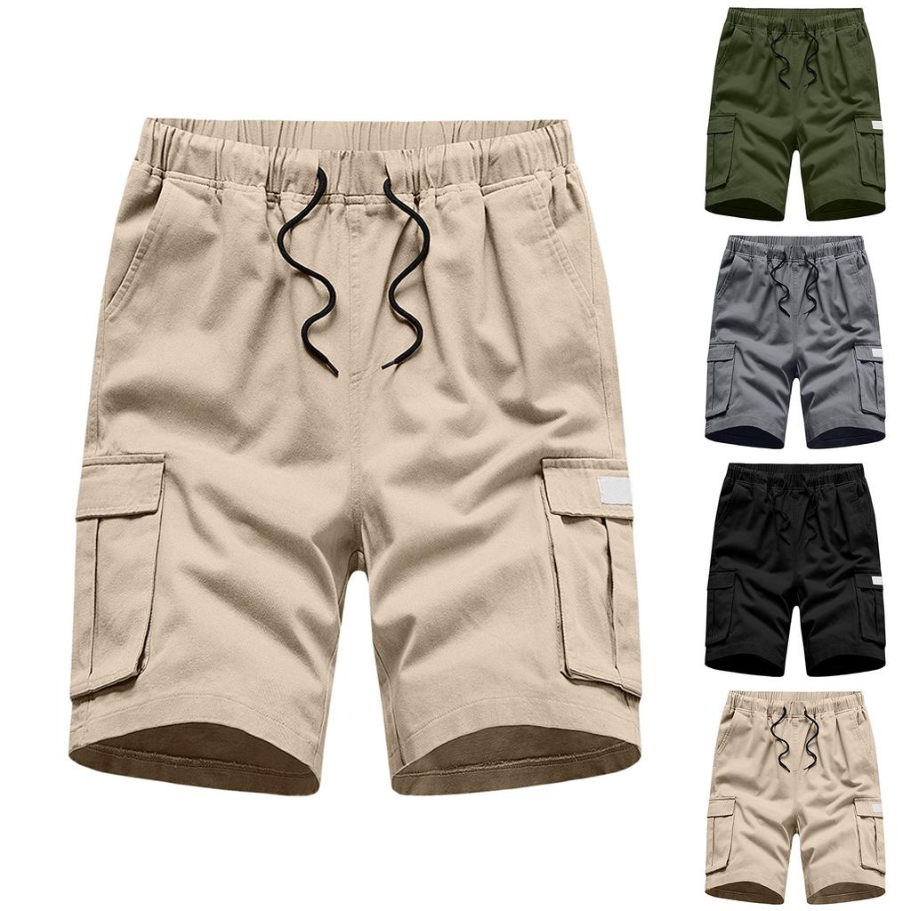 Men's Summer Loose Outdoor Sports Multi-Pocket Cargo Shorts Casual Pants Quarter Pants
